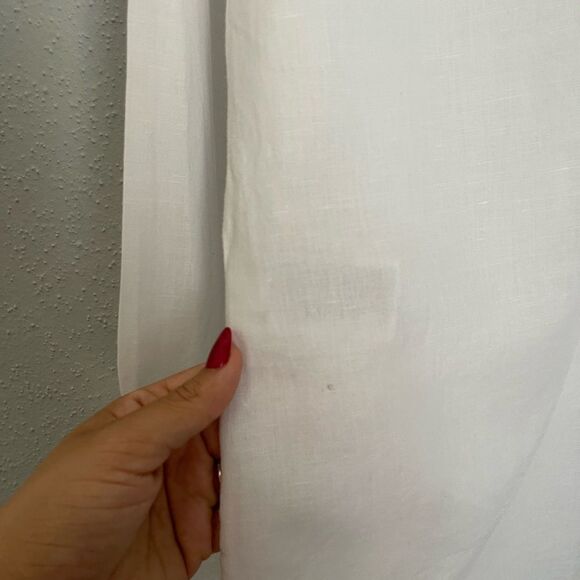 Chico’s White Linen-Blend Embellished Kurta Boho chic Size 0 US 4/6 - Picture 7 of 10